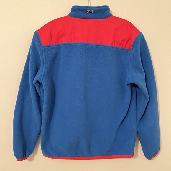 Vineyard Vines Kids Quarter Zip Blue & Red Fleece Pullover Sweater Large 16-18 - Picture 3 of 8